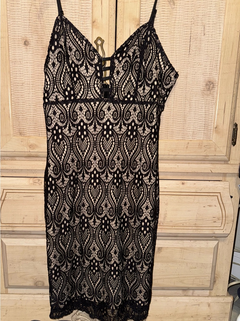 Love Nude and Black Strapless Dress